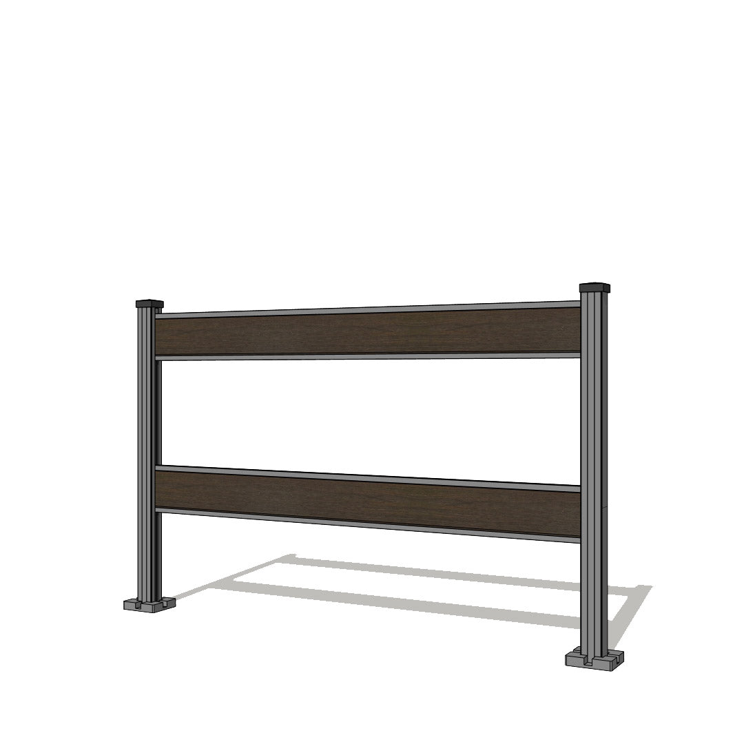 Pannello di recinzione in WPC spaziato con 2 doghe - Altezza 120 cm - Mod 5B