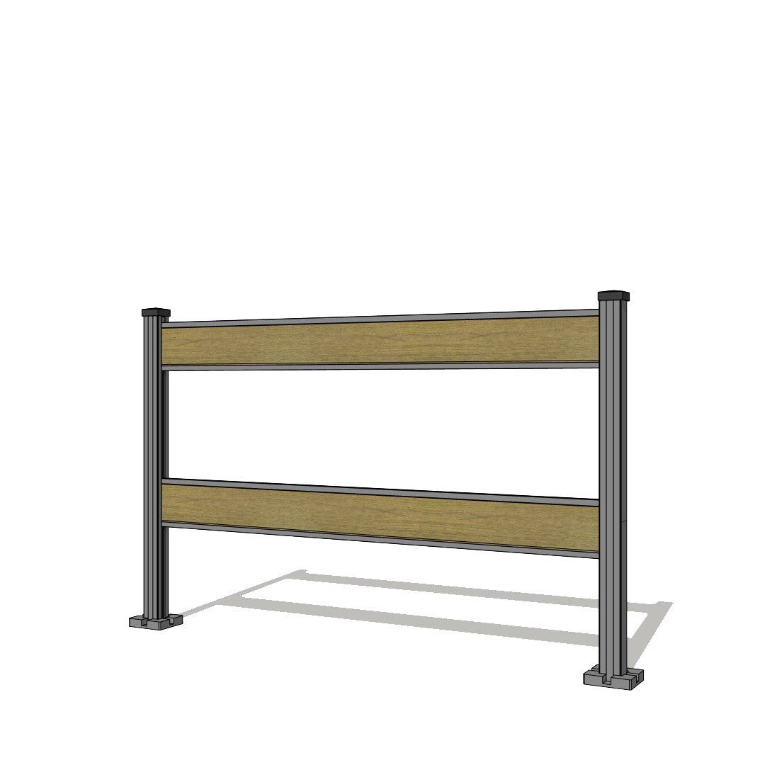 Pannello di recinzione in WPC spaziato con 2 doghe - Altezza 120 cm - Mod 5B