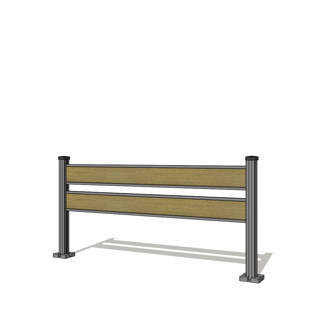 Pannello di recinzione in WPC spaziato con 2 doghe - Altezza 92 cm - Mod 5C
