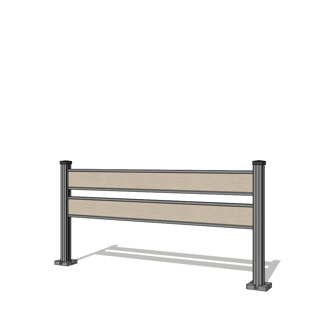 Pannello di recinzione in WPC spaziato con 2 doghe - Altezza 92 cm - Mod 5C