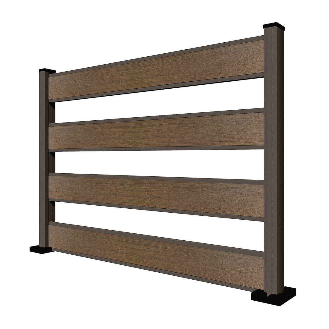 Pannello di recinzione in WPC spaziato con 4 doghe - Altezza 120 cm - Mod 3B