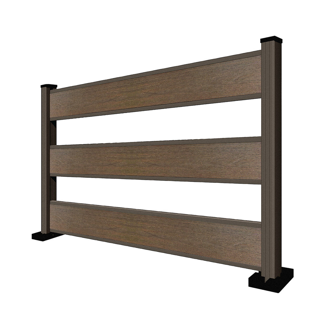 Pannello di recinzione in WPC spaziato con 3 doghe - Altezza 92 cm - Mod 4C