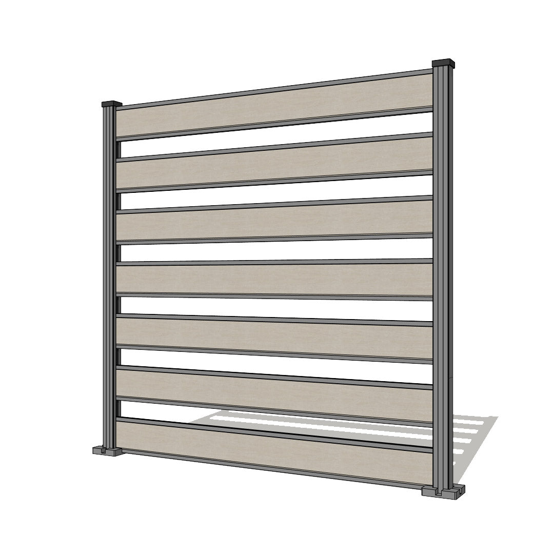 Pannello di recinzione in WPC spaziato con 7 doghe - Altezza 185 cm - Mod 2A