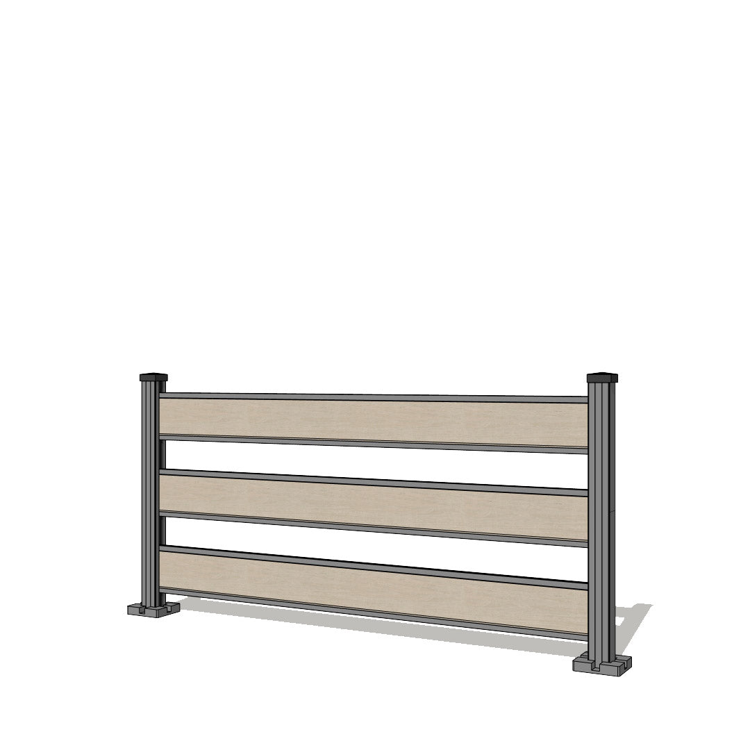 Pannello di recinzione in WPC spaziato con 3 doghe - Altezza 92 cm - Mod 4C